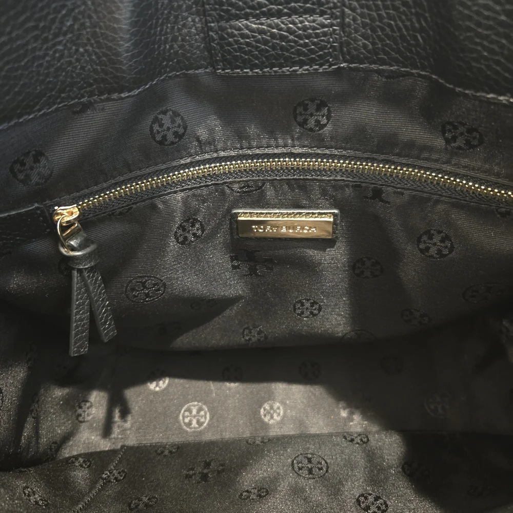 Tory Burch Black Leather Crossbody with Gold-Tone Hardware and Tassel